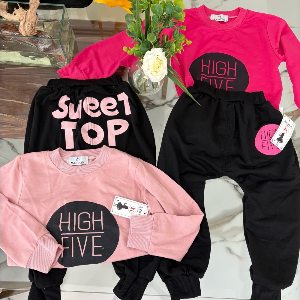 Pink and Black High Five Kids Outfit Set